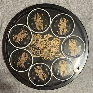 Norex Bicentennial American Eagle Tray & Coaster Set, in the color Black…